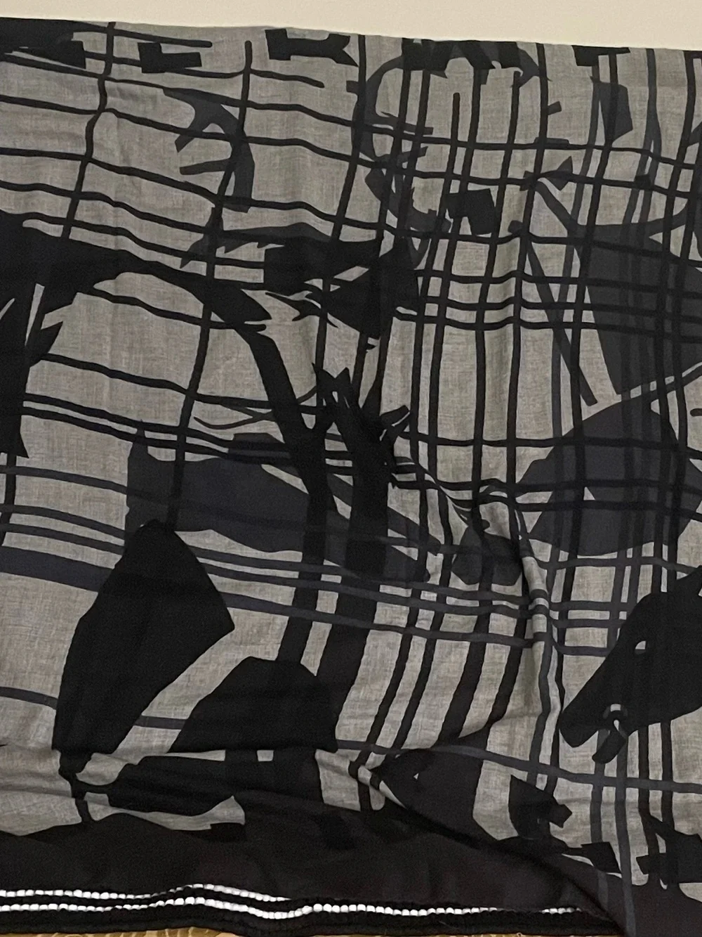 Hermes 2019 dark gray chine navy Imprimeur fou liquid puzzle Cashmere Shawl 140 - Picture 2 of 5